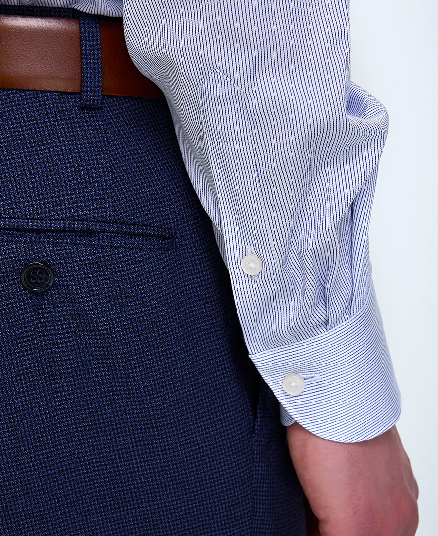 Xacus Ανδρικό Πουκάμισο Βαμβακερό Small Cutaway Γιακάς σε Μπλε Ριγέ φωτογραφία