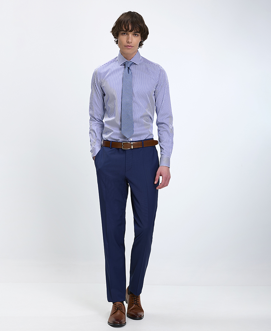 Xacus Ανδρικό Πουκάμισο Active με Cutaway Γιακά Slim Fit σε Ριγέ Μπλε φωτογραφία