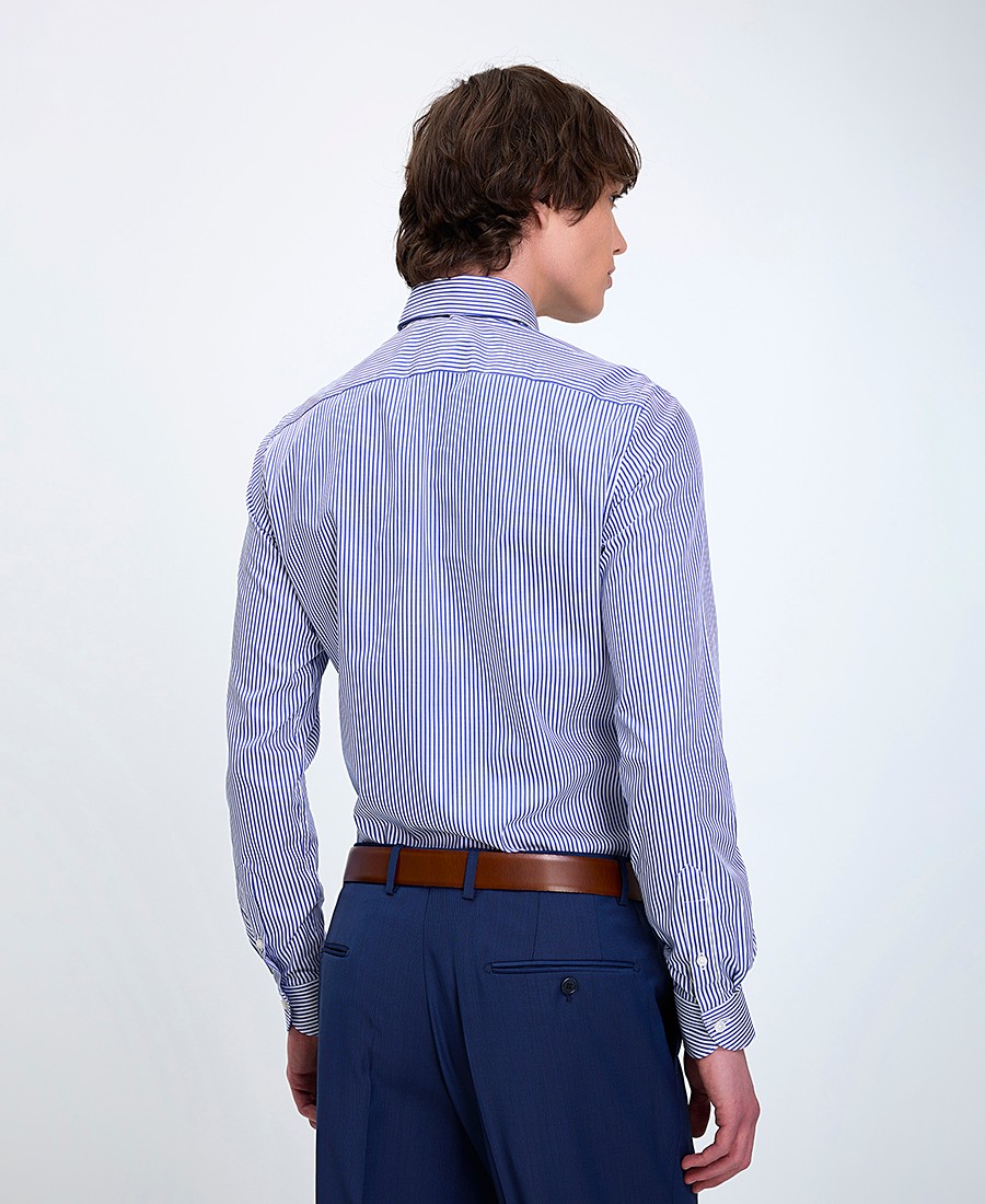 Xacus Ανδρικό Πουκάμισο Active με Cutaway Γιακά Slim Fit σε Ριγέ Μπλε φωτογραφία