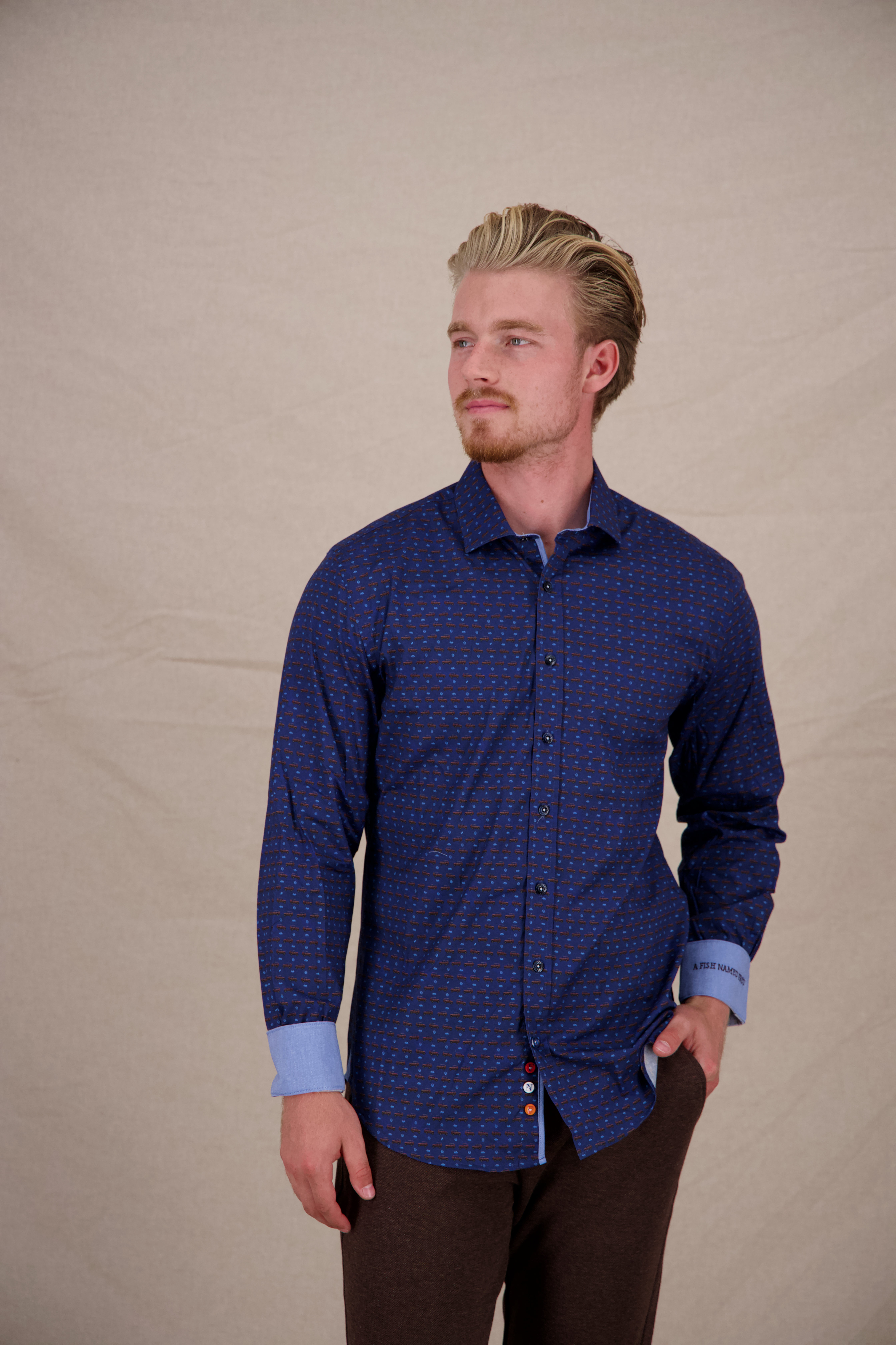 A Fish named Fred A Fish Named Fred Ανδρικό Πουκάμισο Regular Fit Με Μοτίβο
