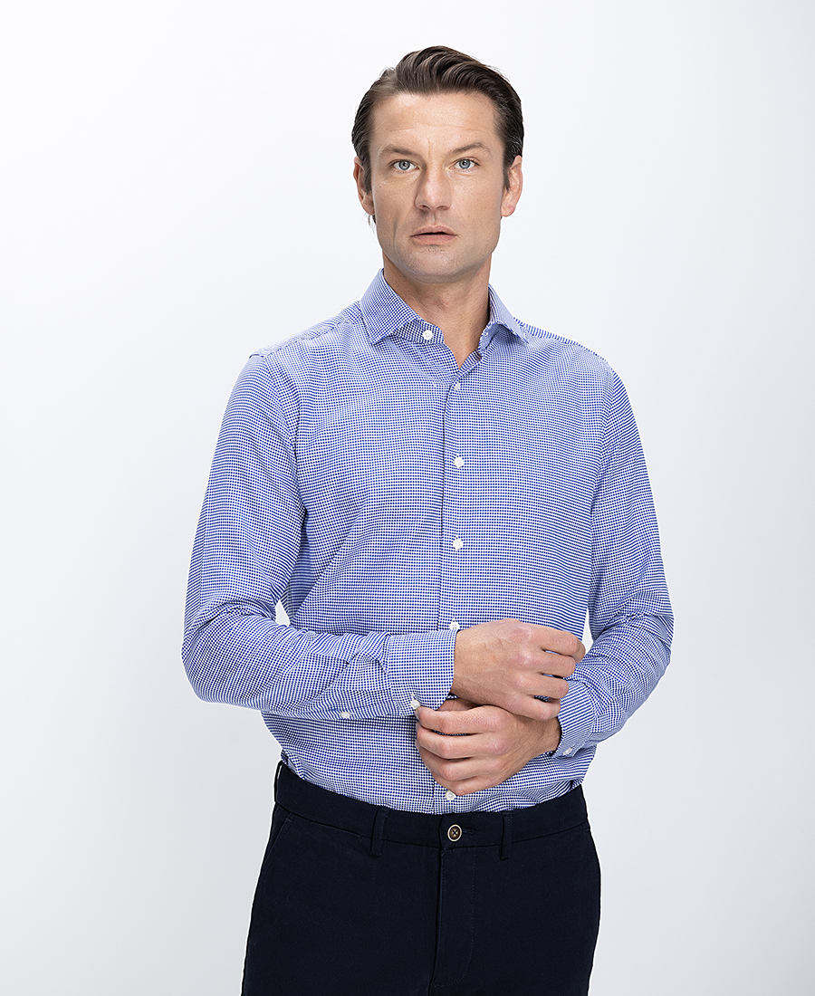 Xacus Ανδρικό Πουκάμισο Με Μικροσχέδιο Βαμβακερό Regular Fit