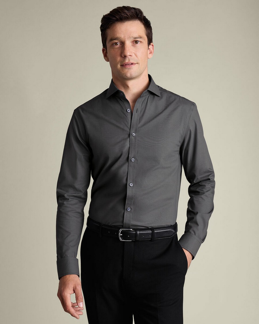 Charles Tyrwhitt Ανδρικό Πουκάμισο Poplin Non Iron Cutaway Collar Extra Slim Fit Βαμβακερό
