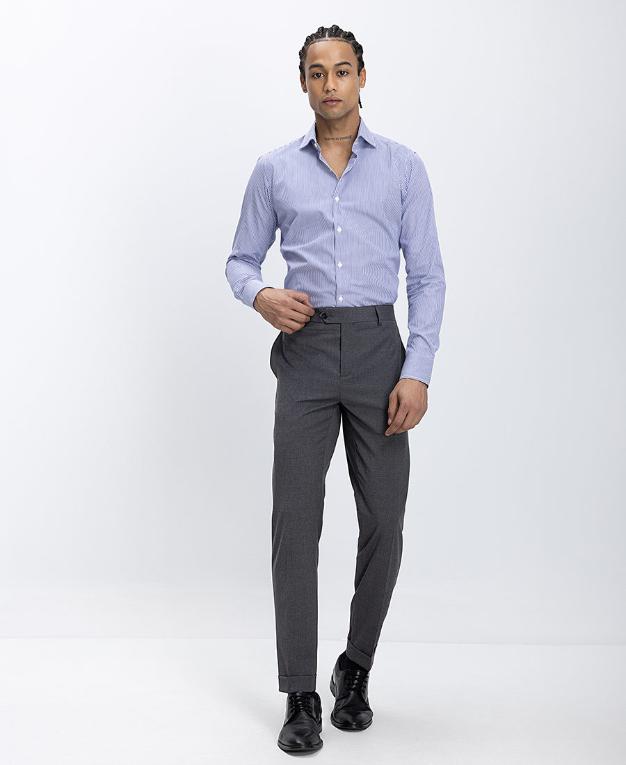 Ανδρικό Πουκάμισο Βαμβακερό Slim Fit Με Ριγέ Σχέδιο φωτογραφία