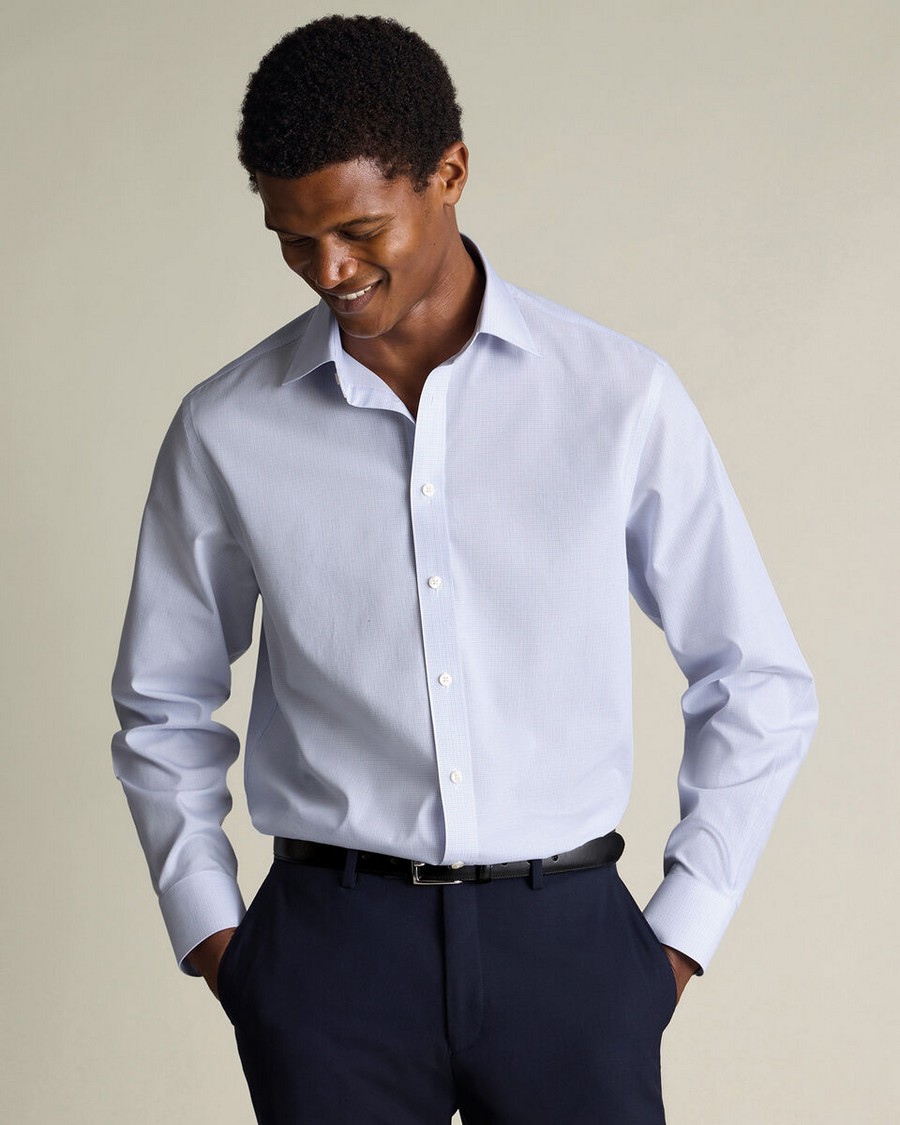 Charles Tyrwhitt Ανδρικό Πουκάμισο Slim Fit Με Καρό Σχέδιο Και Cutaway Γιακά