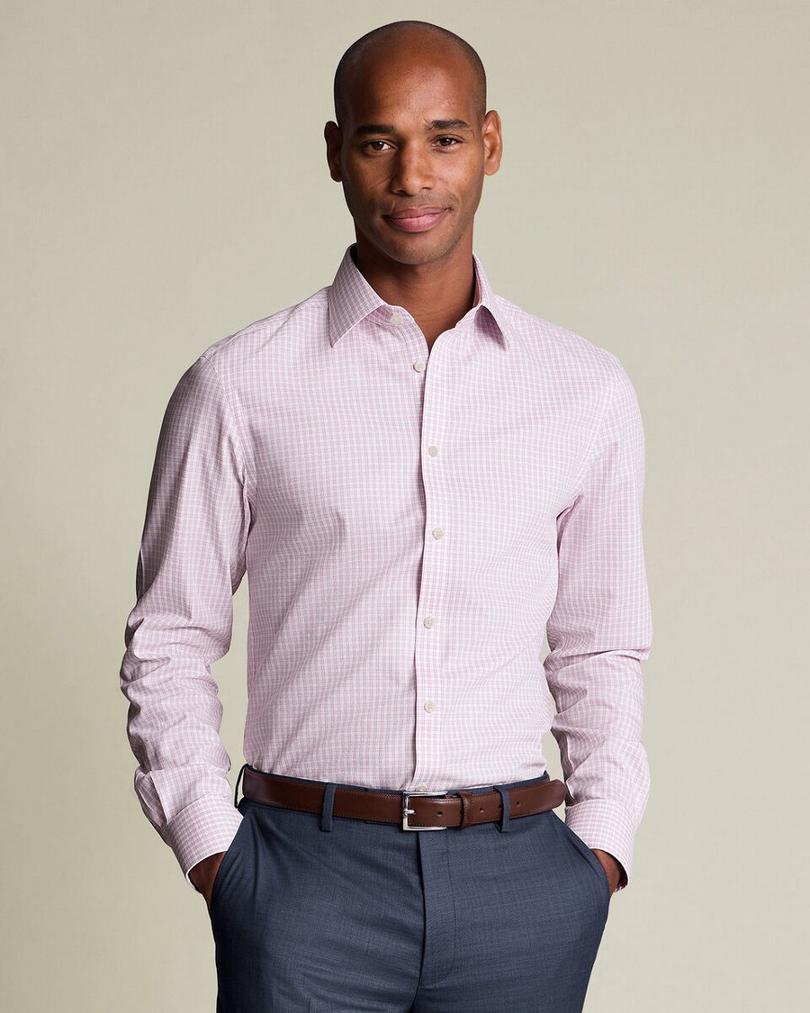 Charles Tyrwhitt Ανδρικό Πουκάμισο Slim Fit Με Καρό Σχέδιο Και Classic Γιακά