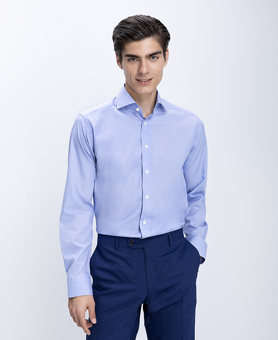 Eton Ανδρικό Πουκάμισο Slim Fit Με Breeze Poplin Υφή Και End On End Σχέδιο