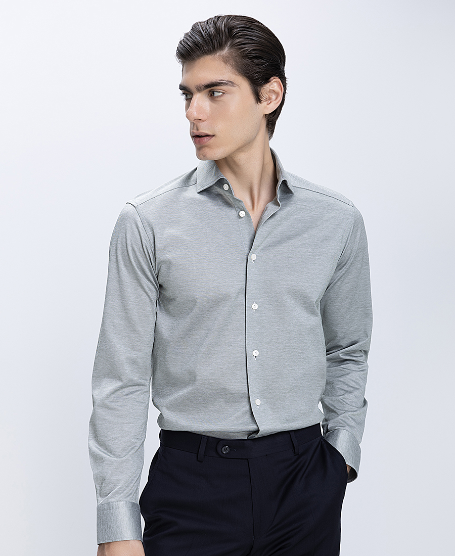 Eton Ανδρικό Πουκάμισο Slim Fit Με Filo Di Scozia Jersey Και Πλεκτή Υφή