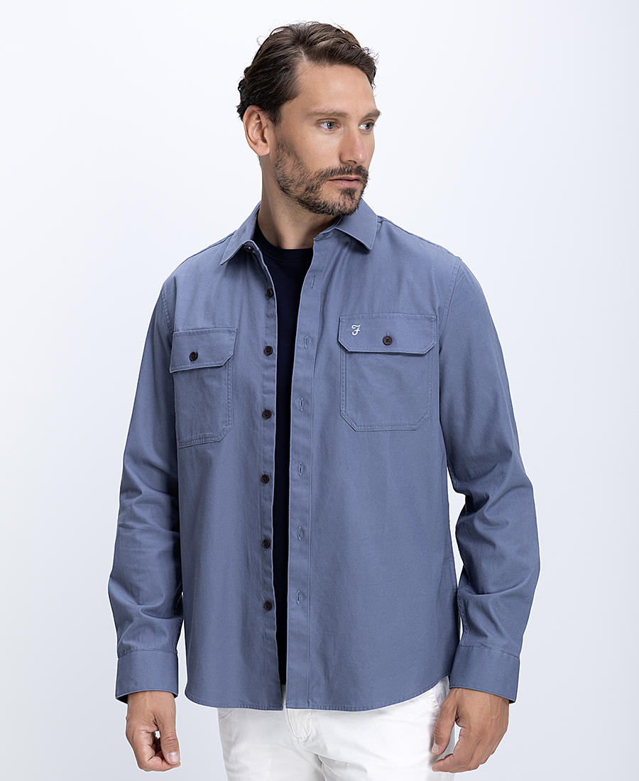 Farah Ανδρικό Overshirt Βαμβακερό Με Τσέπες Στήθους Regular Fit