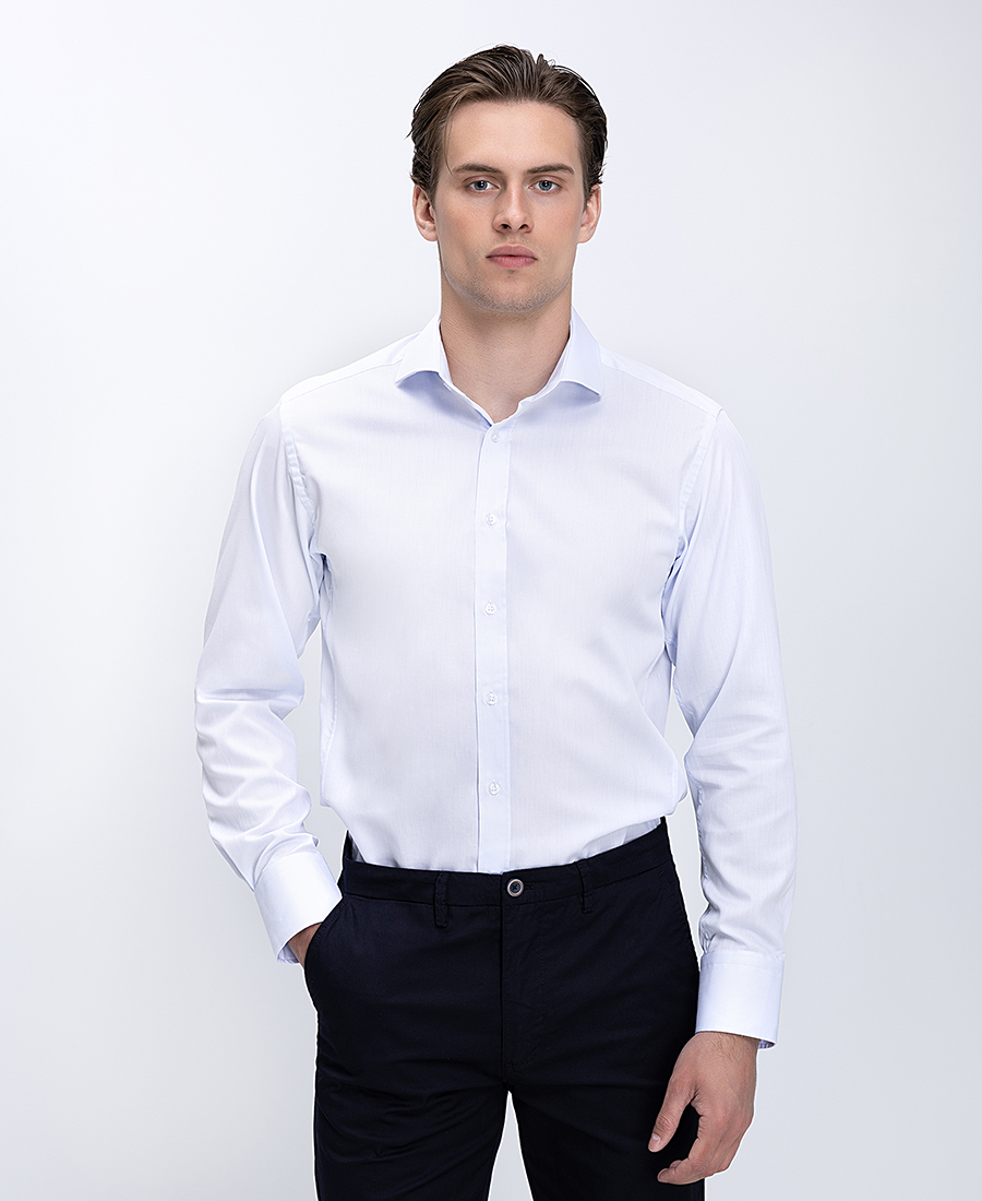 Ανδρικό Πουκάμισο Βαμβακερό Με Κλασικό Γιακά Slim Fit