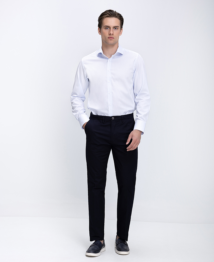 Ανδρικό Πουκάμισο Βαμβακερό Με Κλασικό Γιακά Slim Fit φωτογραφία