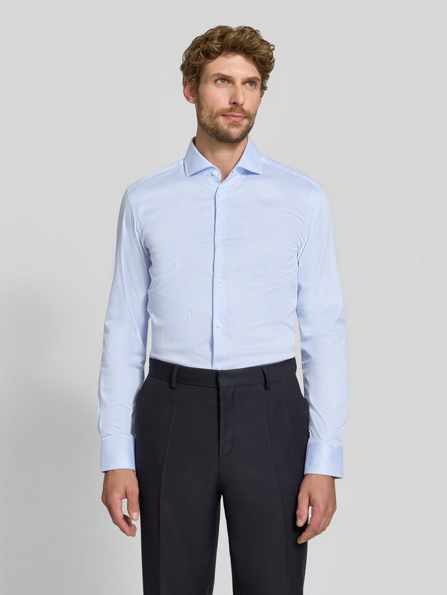 Boss Ανδρικό Γαλάζιο Ριγέ Πουκάμισο Slim Fit Easy Iron για Business & Formal Εμφανίσεις