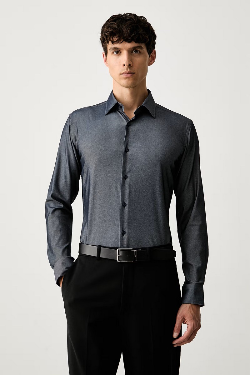 Boss Ανδρικό Μονόχρωμο Πουκάμισο Slim Fit Με 4-Way Stretch Για Business & Casual Εμφανίσεις