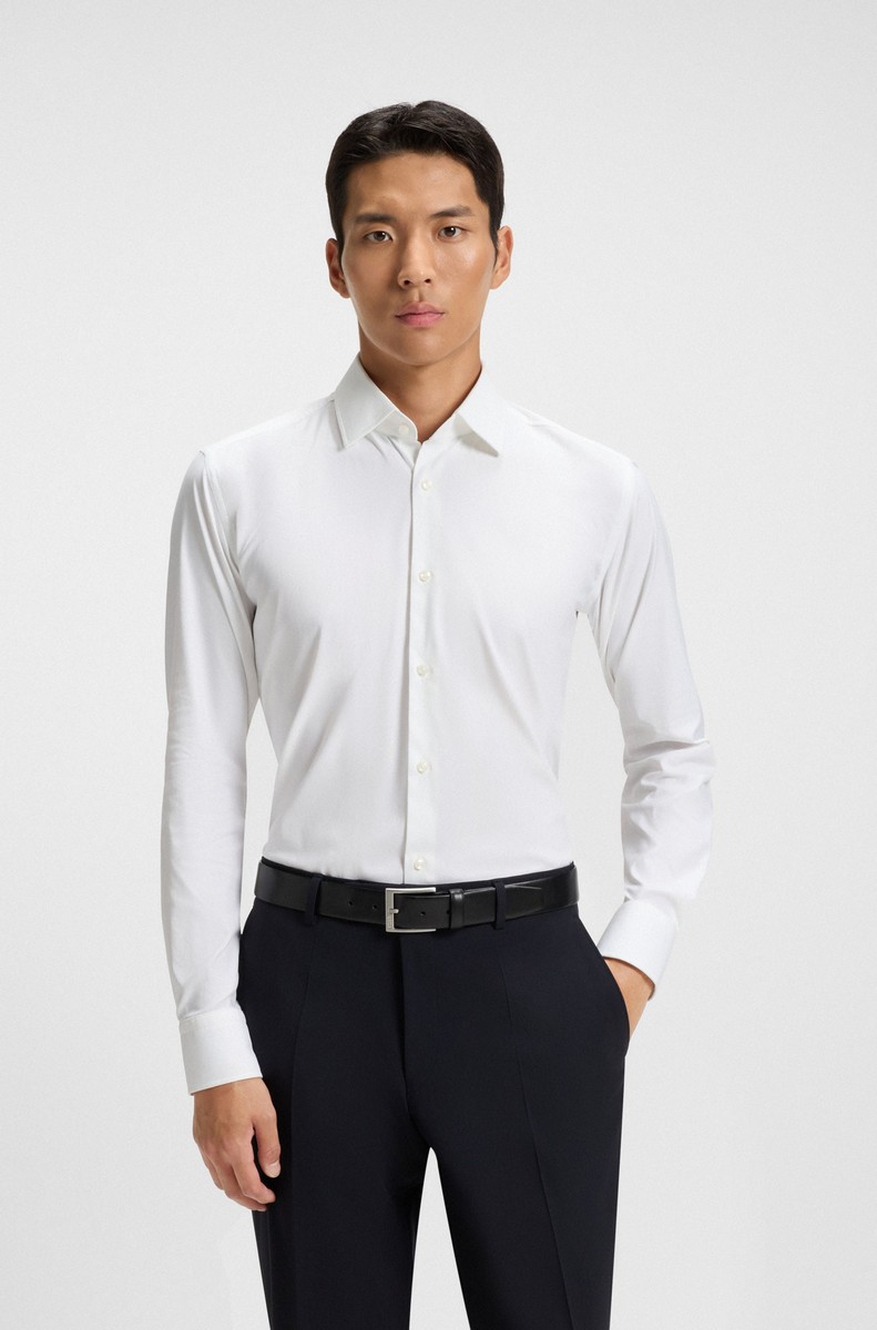 Boss Ανδρικό Μονόχρωμο Πουκάμισο Slim Fit Με 4-Way Stretch Για Business & Casual Εμφανίσεις