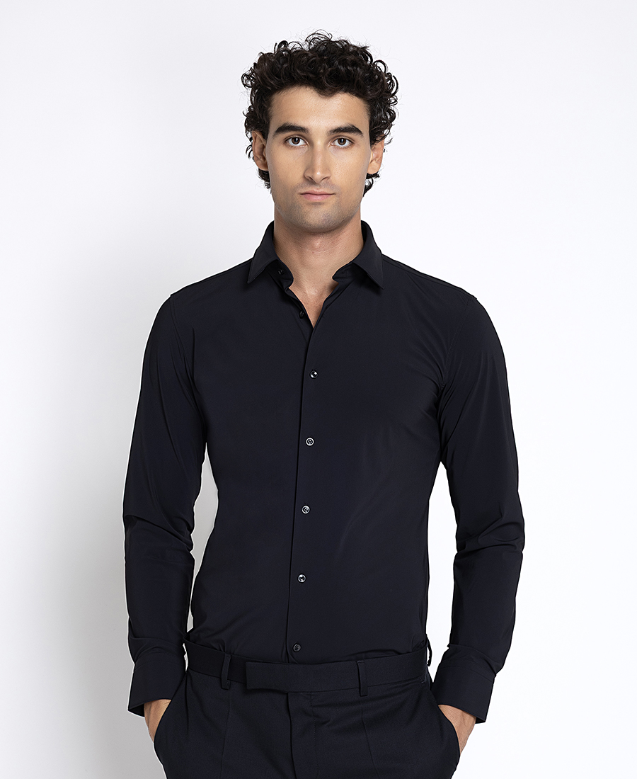 Boss Ανδρικό Μονόχρωμο Πουκάμισο Slim Fit Performance Stretch Jersey Για Business & Formal Εμφανίσεις