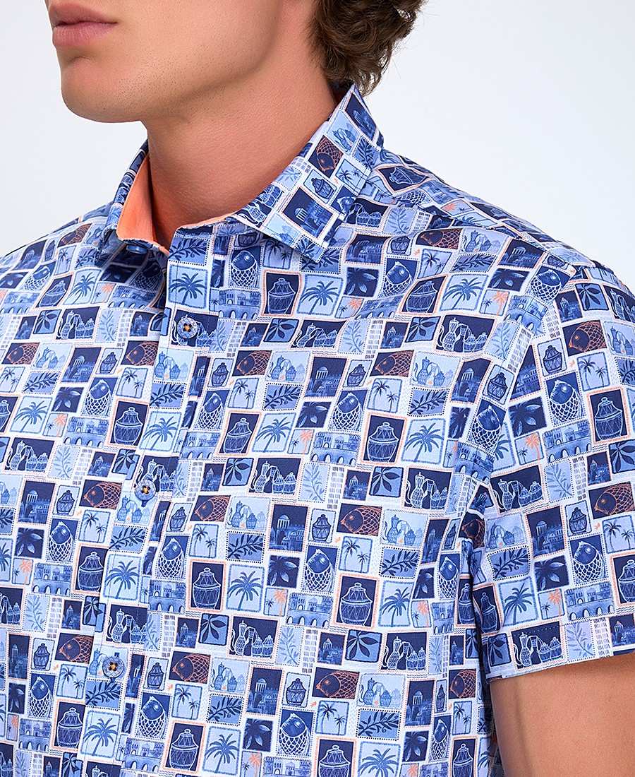 A Fish named Fred Ανδρικό Πουκάμισο Κοντομάνικο με Στάμπα Regular Fit φωτογραφία