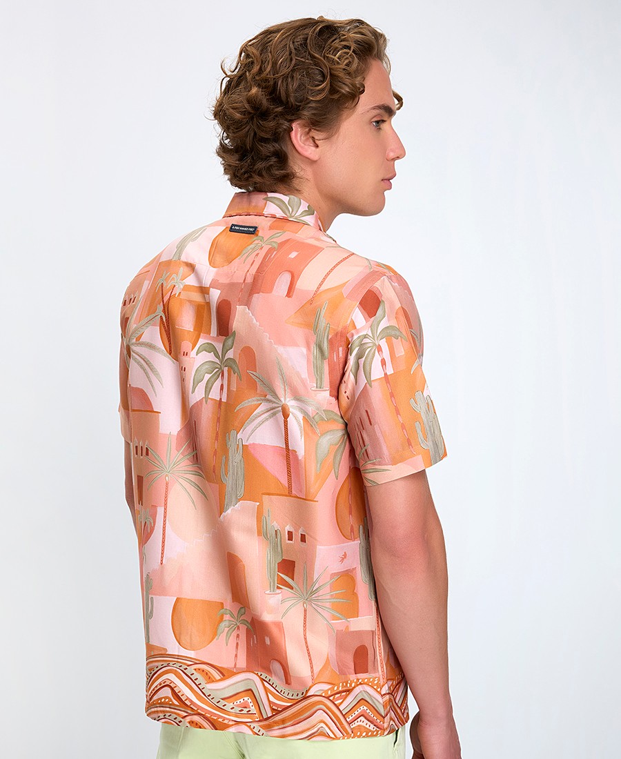 A Fish named Fred Ανδρικό Πουκάμισο Κοντομάνικο με Καλοκαιρινό Μοτίβο Desert Regular Fit φωτογραφία