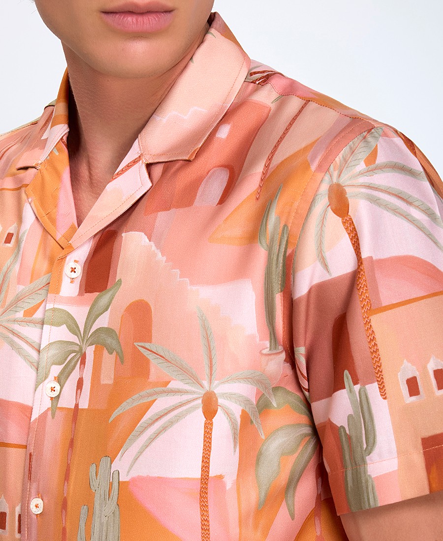 A Fish named Fred Ανδρικό Πουκάμισο Κοντομάνικο με Καλοκαιρινό Μοτίβο Desert Regular Fit φωτογραφία