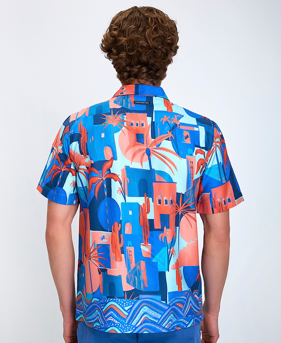 A Fish named Fred Ανδρικό Πουκάμισο Κοντομάνικο με Καλοκαιρινό Μοτίβο Desert Regular Fit φωτογραφία