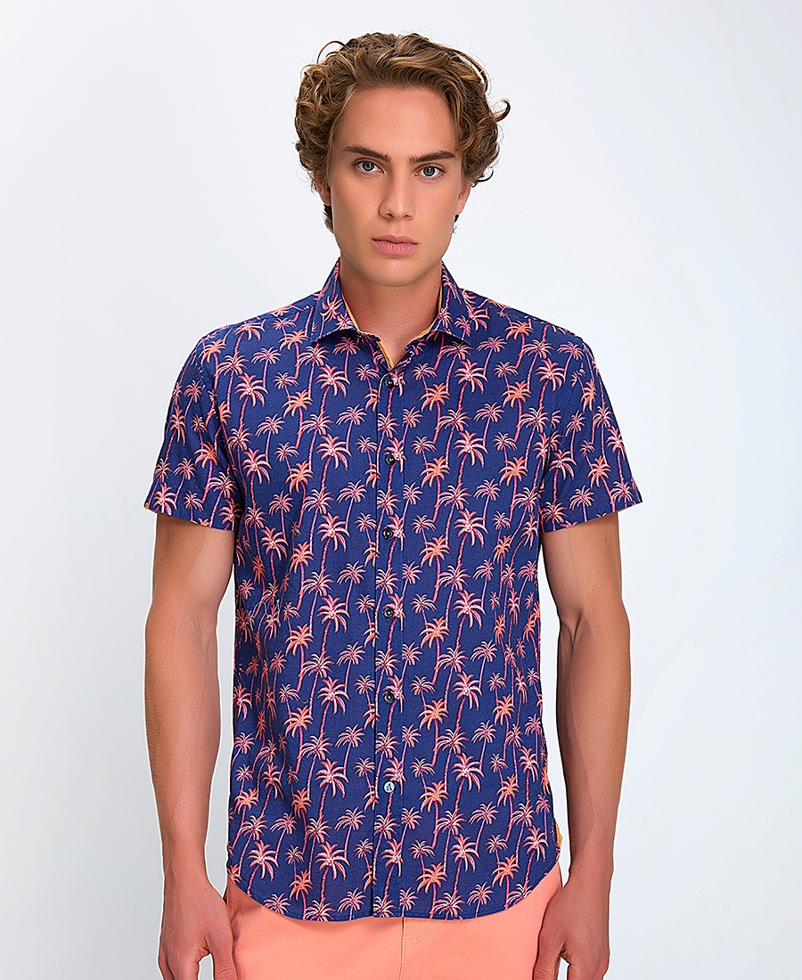 A Fish named Fred Ανδρικό Πουκάμισο Κοντομάνικο Palm Trees Regular Fit