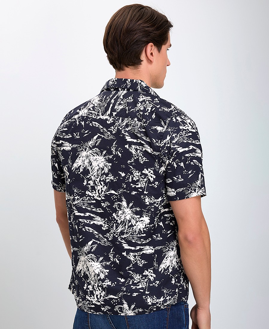 MarkUp Ανδρικό Κοντομάνικο Πουκάμισο All Over Print Relaxed Fit σε Μαύρο φωτογραφία