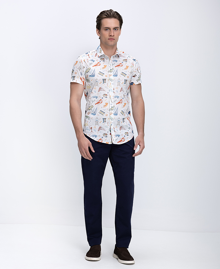 A Fish Named Fred Ανδρικό Πουκάμισο Regular Fit Με Λινή Υφή Και Κλασικό Γιακά φωτογραφία