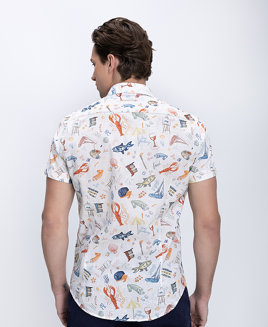 A Fish Named Fred Ανδρικό Πουκάμισο Regular Fit Με Λινή Υφή Και Κλασικό Γιακά φωτογραφία