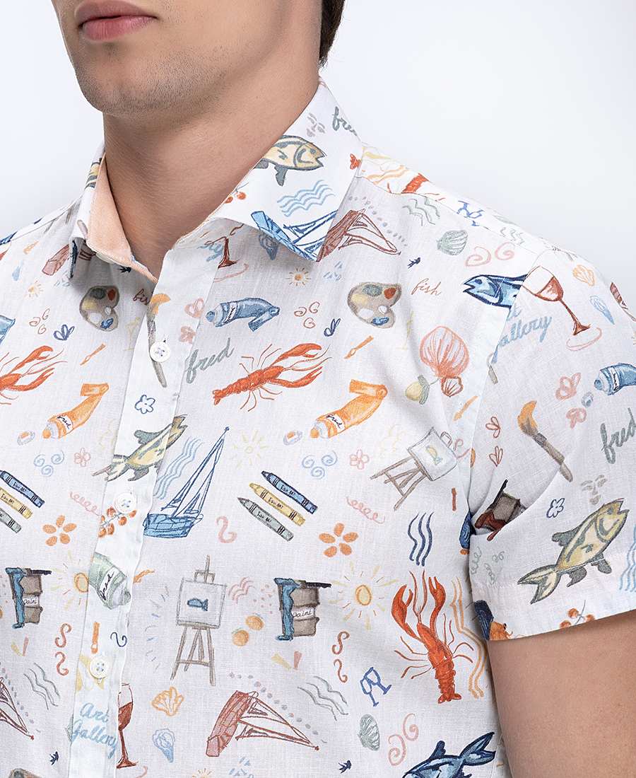 A Fish Named Fred Ανδρικό Πουκάμισο Regular Fit Με Λινή Υφή Και Κλασικό Γιακά φωτογραφία