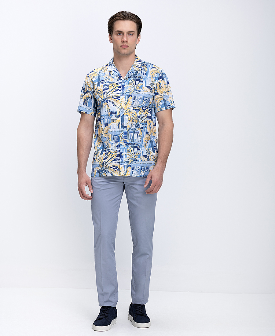 A Fish named Fred Ανδρικό Πουκάμισο Με Τροπικό Print Modern Fit φωτογραφία