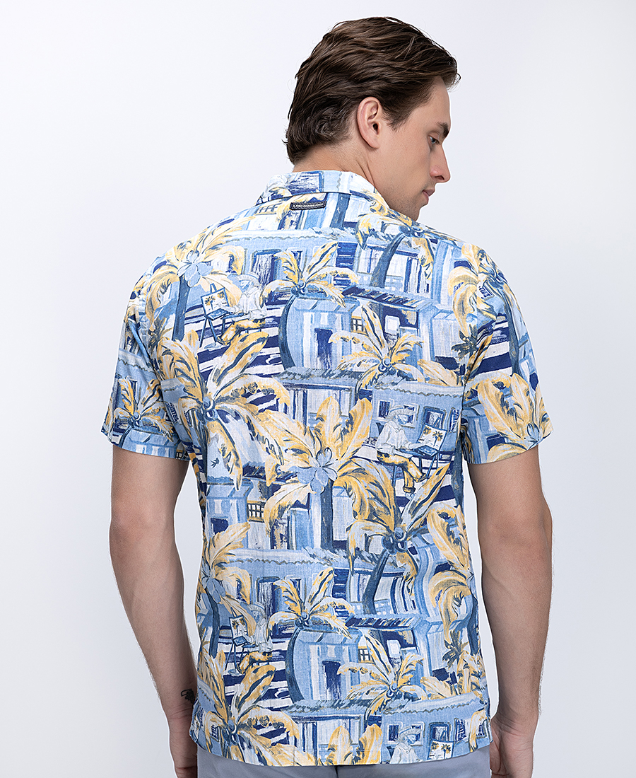 A Fish named Fred Ανδρικό Πουκάμισο Με Τροπικό Print Modern Fit φωτογραφία