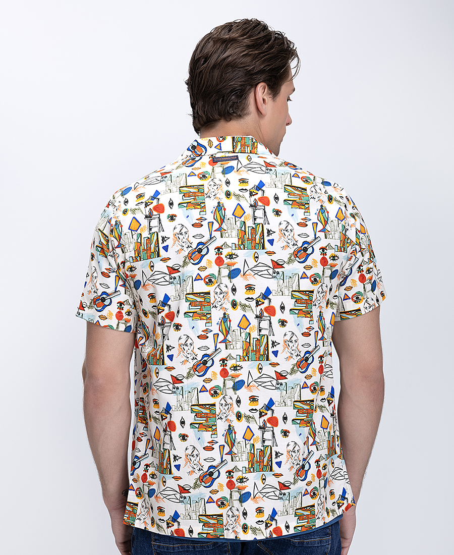 A Fish Named Fred Ανδρικό Πουκάμισο Regular Fit Με All Over Print Και Κοντό Μανίκι φωτογραφία