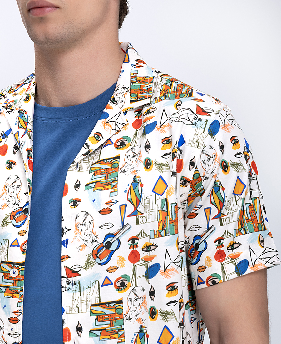 A Fish Named Fred Ανδρικό Πουκάμισο Regular Fit Με All Over Print Και Κοντό Μανίκι φωτογραφία