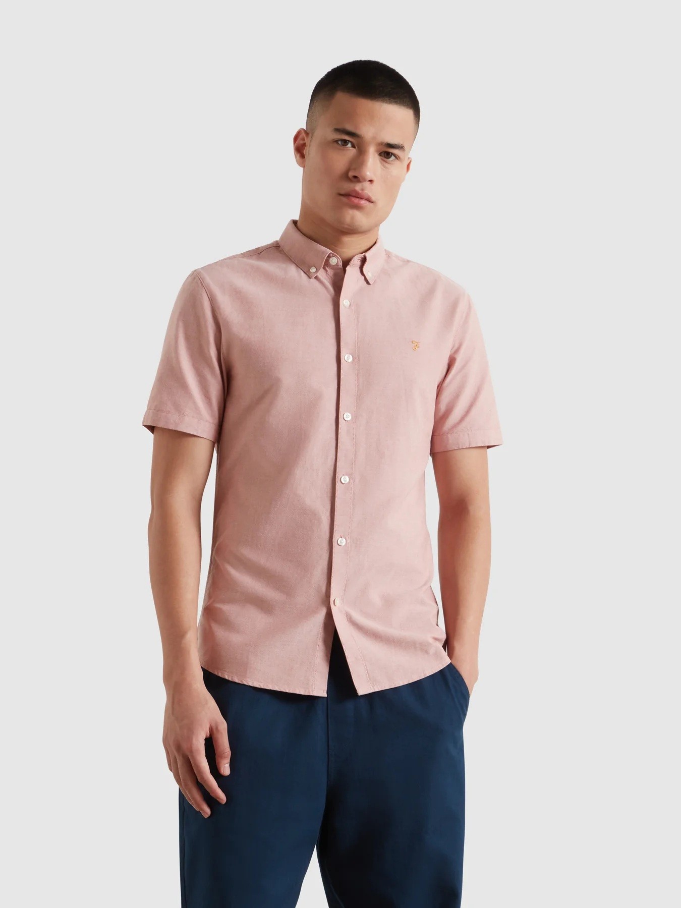 Farah Ανδρικό Πουκάμισο Oxford Βαμβακερό Με Button Down Γιακά Slim Fit