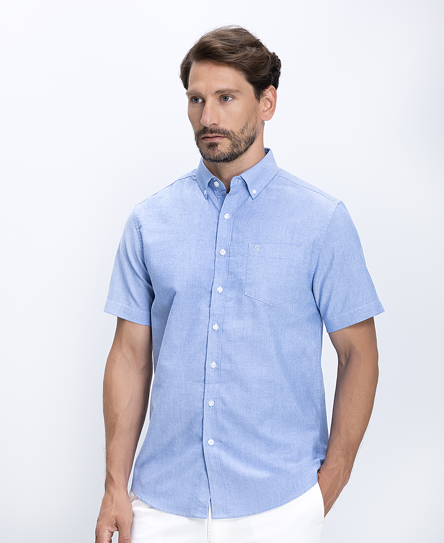 Farah Ανδρικό Πουκάμισο Βαμβακερό Με Button Down Γιακά Regular Fit