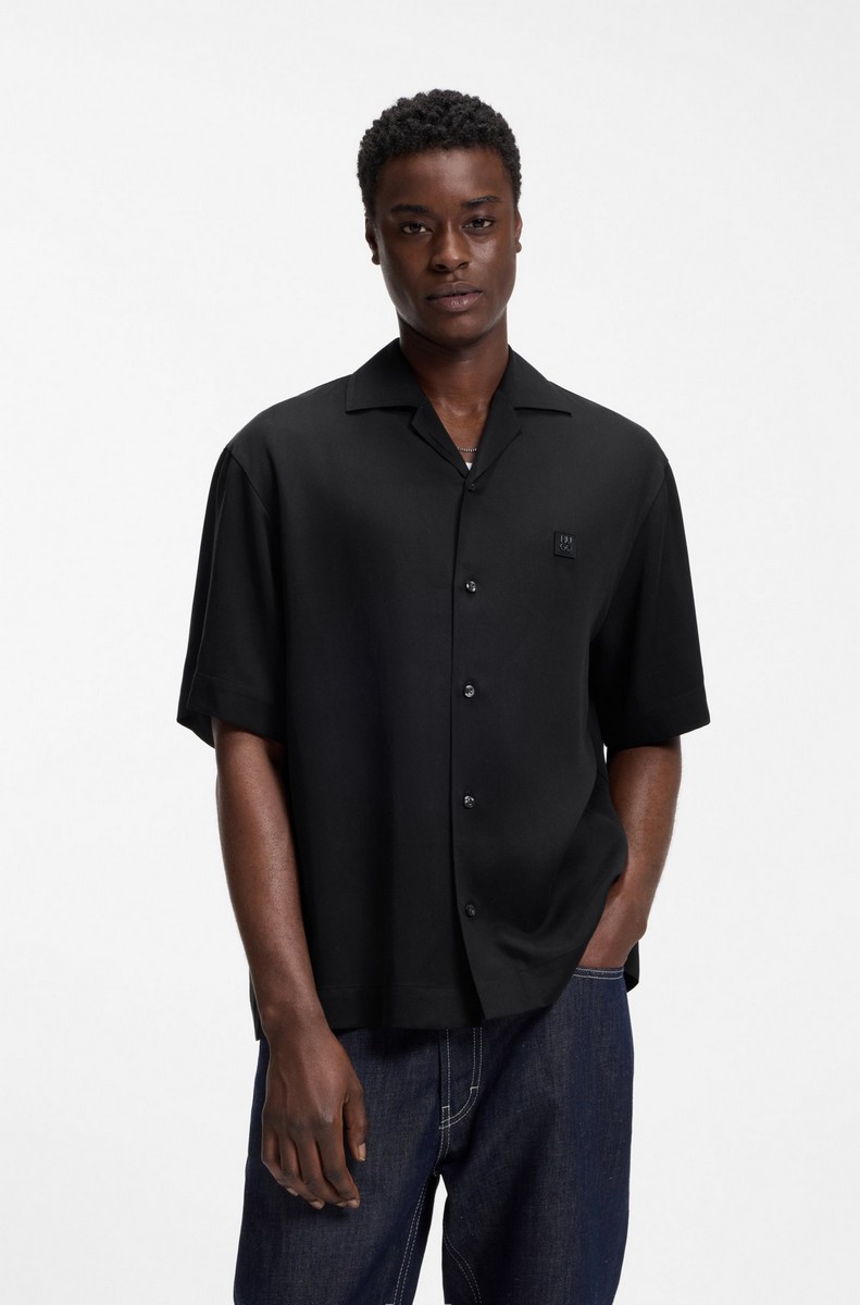 Hugo Ανδρικό Πουκάμισο Oversized Fit Με Logo Detail