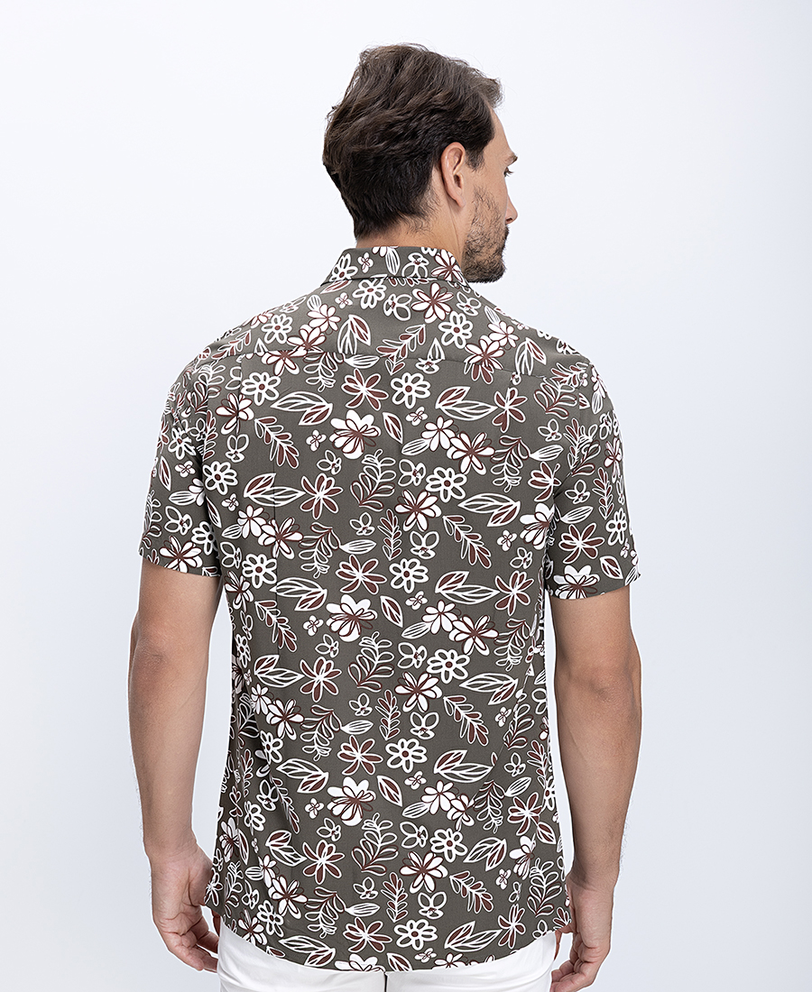 HD x Vardas Ανδρικό Πουκάμισο Κοντομάνικο Με Floral Σχέδιο φωτογραφία