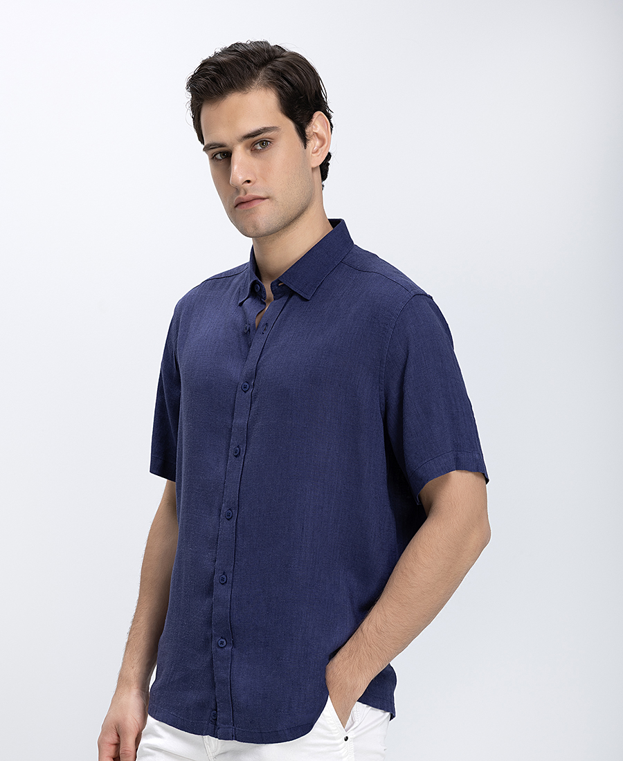 Vardas Ανδρικό Πουκάμισο Κοντομάνικο Linen Blend Modern Fit