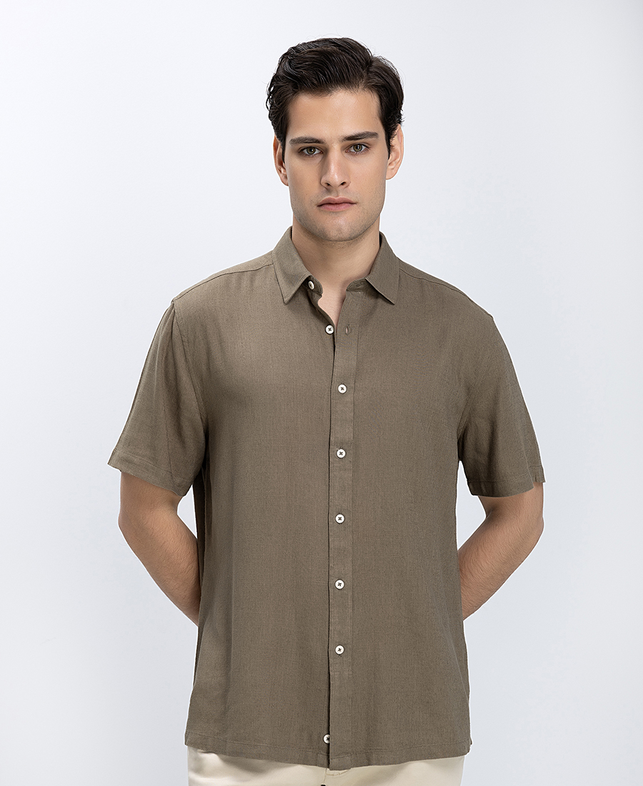 Vardas Ανδρικό Πουκάμισο Κοντομάνικο Linen Blend Modern Fit