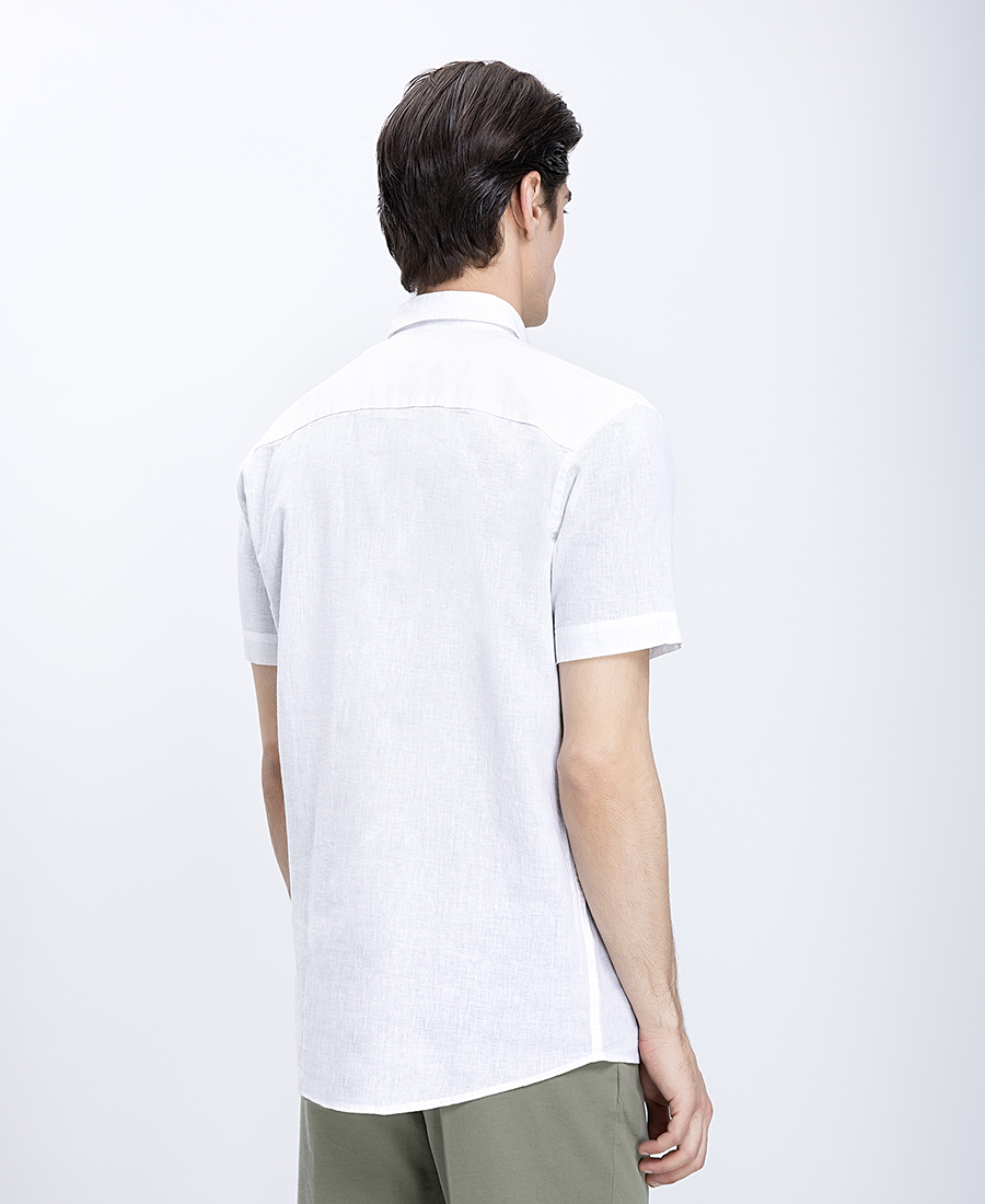 Ανδρικό Κοντομάνικο Πουκάμισο Linen Blend Με Button Down Γιακά Modern Fit φωτογραφία