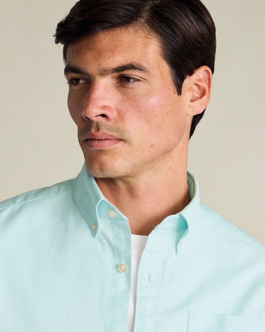 Charles Tyrwhitt Ανδρικό Κοντομάνικο Oxford Πουκάμισο Slim Fit Με Button Down Γιακά φωτογραφία