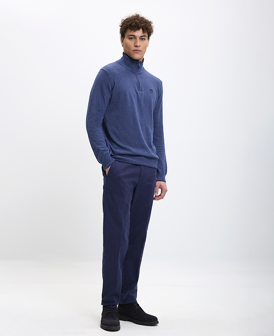 North Sails Ανδρικό Πουλόβερ Ζιβάγκο Regular Fit με Φερμουάρ Μπλέ Ραφ φωτογραφία