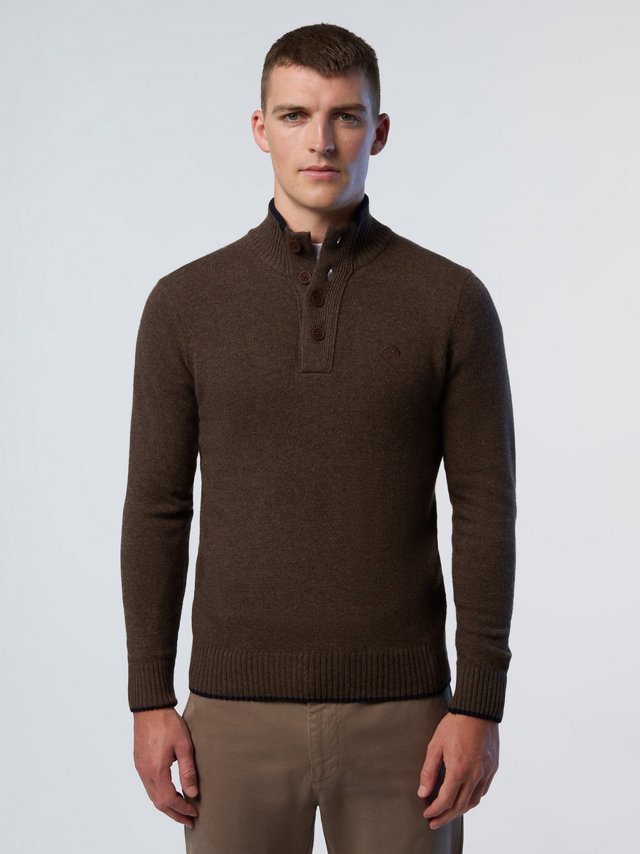 North Sails North Sails Ανδρικό Πουλόβερ με Κουμπιά Regular Fit σε Καφέ