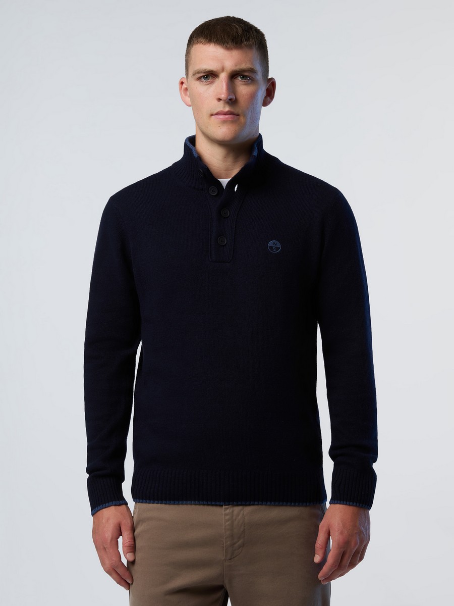 North Sails North Sails Ανδρικό Πουλόβερ με Κουμπιά Regular Fit σε Μπλε
