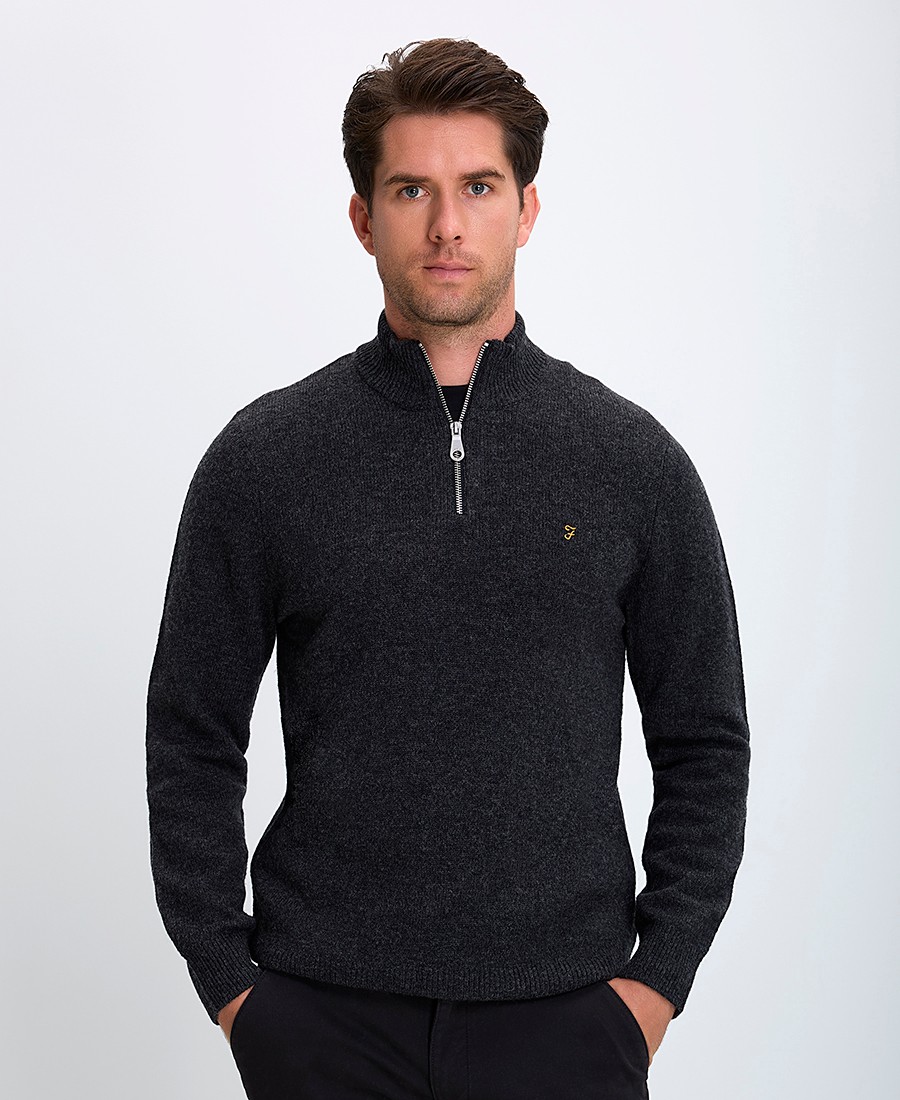 Farah Ανδρικό Πουλόβερ Ημίζιβάγκο με Φερμουάρ Regular Fit