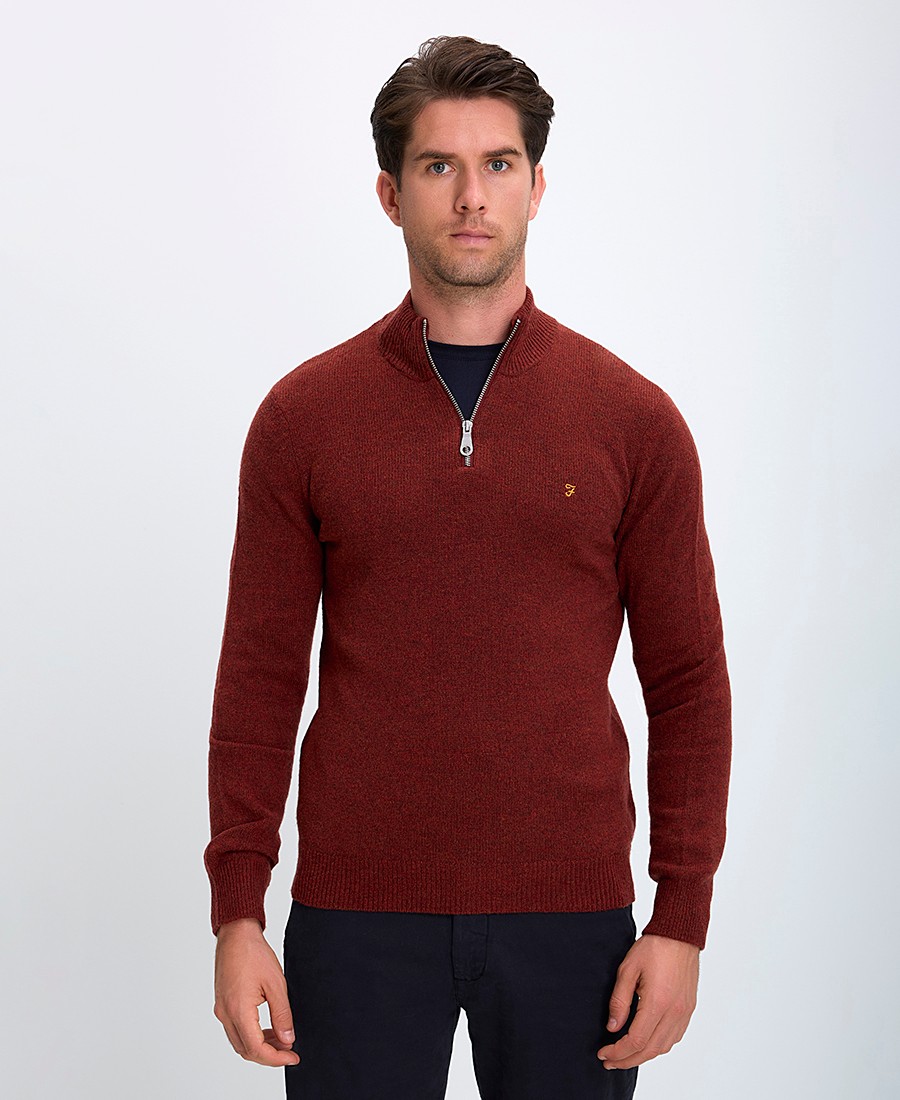 Farah Ανδρικό Πουλόβερ Ημίζιβάγκο με Φερμουάρ Regular Fit