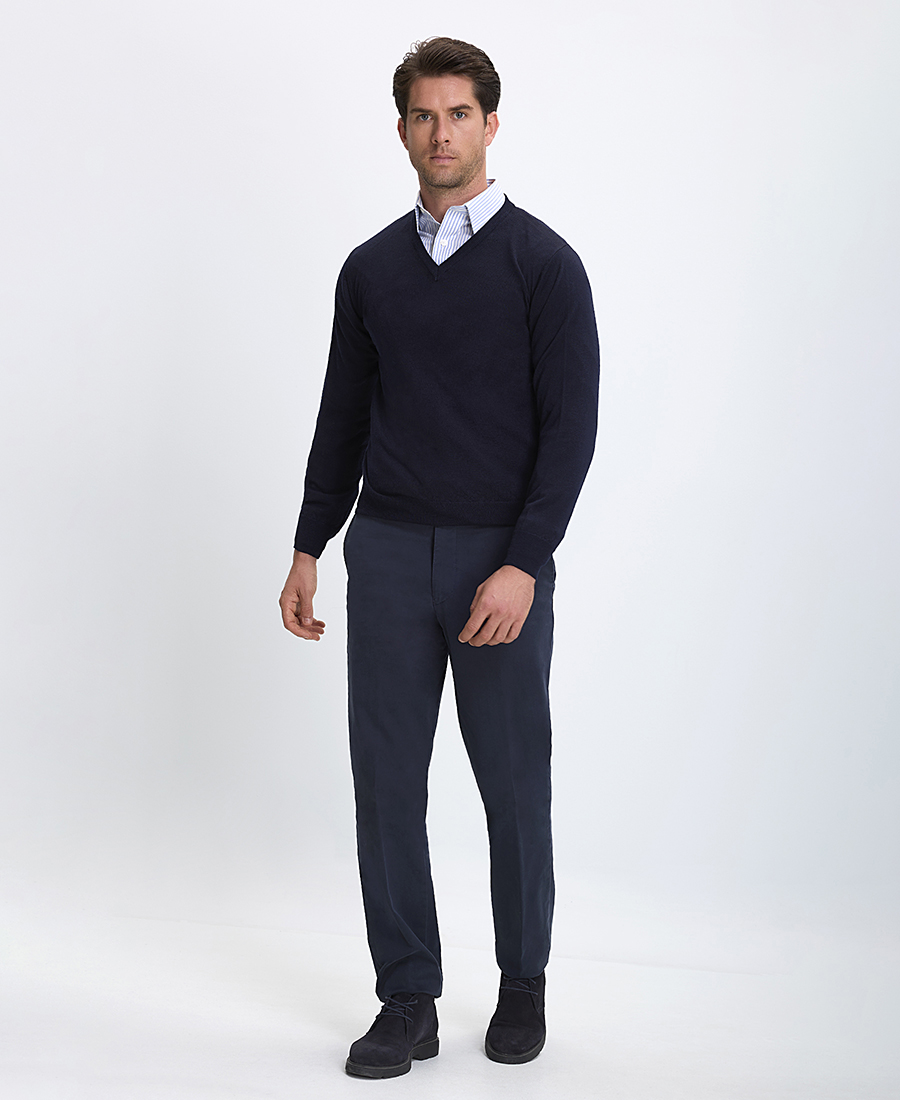 Vardas Ανδρικό Πλεκτό με V Λαιμόκοψη Wool Merino Extra Fine φωτογραφία