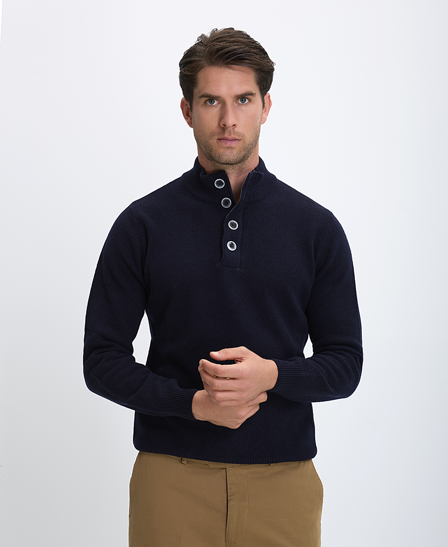Kaiserhoff Kaiserhoff Ανδρικό Πουλόβερ Ημιζιβάγκο με Κουμπιά Regular Fit