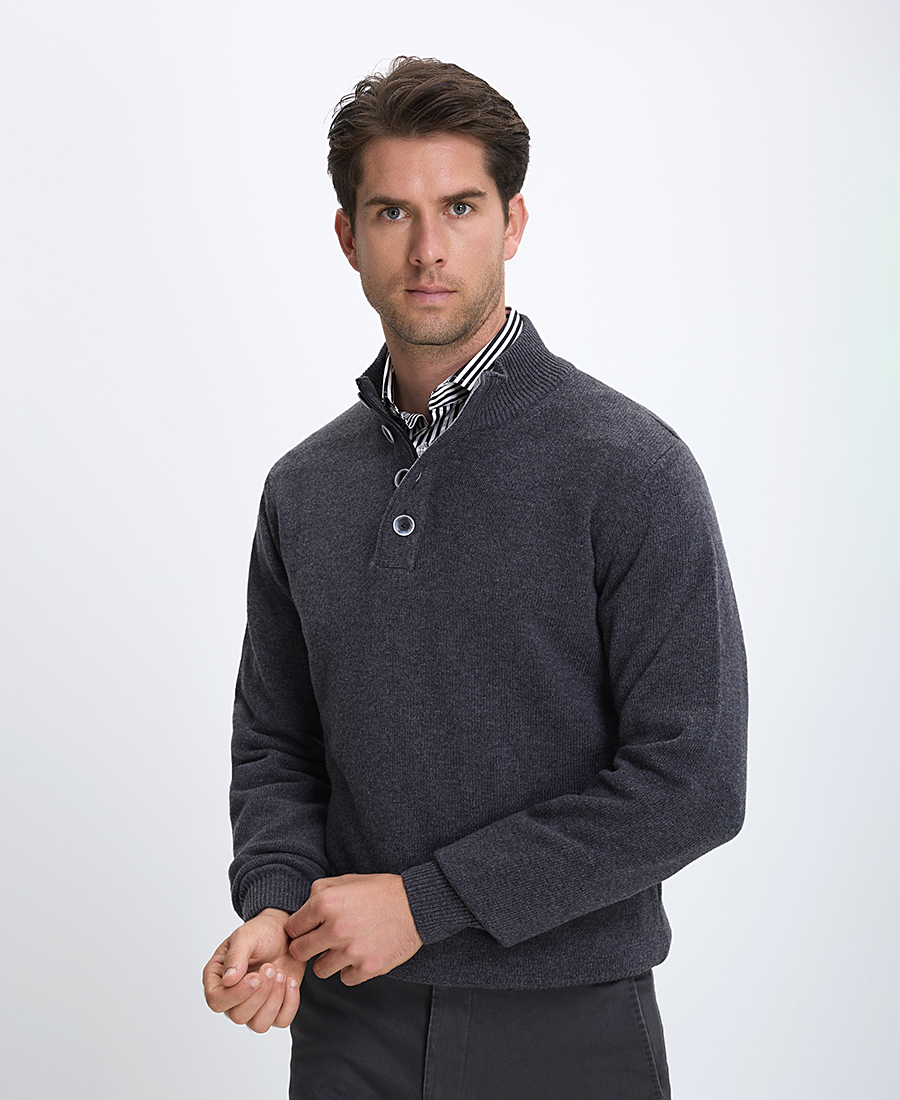 Kaiserhoff Ανδρικό Πουλόβερ Ημιζιβάγκο με Κουμπιά Regular Fit