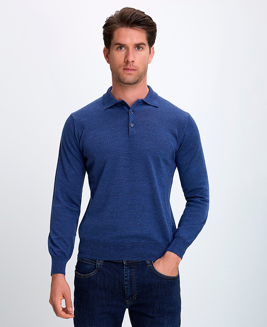 Vardas Ανδρικό Πουλόβερ Extra Fine Merino Wool με Γιακά Πόλο