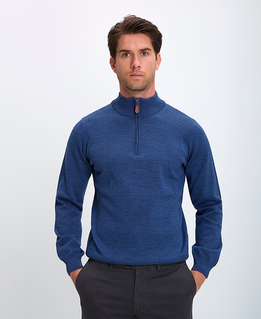 Vardas Ανδρικό Μάλλινο Πουλόβερ με Ψηλό Γιακά και Φερμουάρ