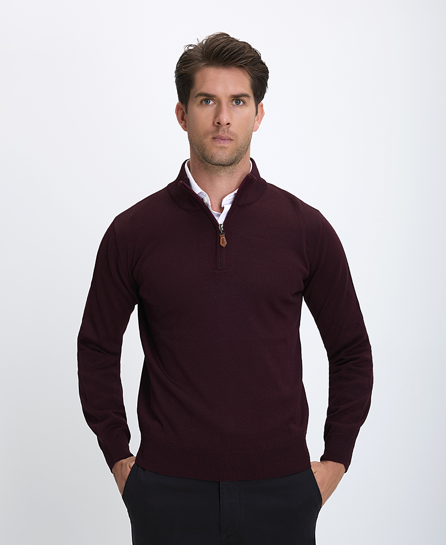 Vardas Ανδρικό Μάλλινο Πουλόβερ με Ψηλό Γιακά και Φερμουάρ